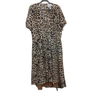 Beauti Curve x Lane Bryant Womens Maxi Dress Size 18 Animal Print Asymmetrical